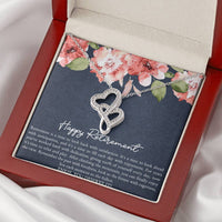 Load image into Gallery viewer, Retirement Gifts, Enjoy You Deserve It, Happy Retirement Double Heart Necklace For Women, Retirement Party Favor From Friends Coworkers
