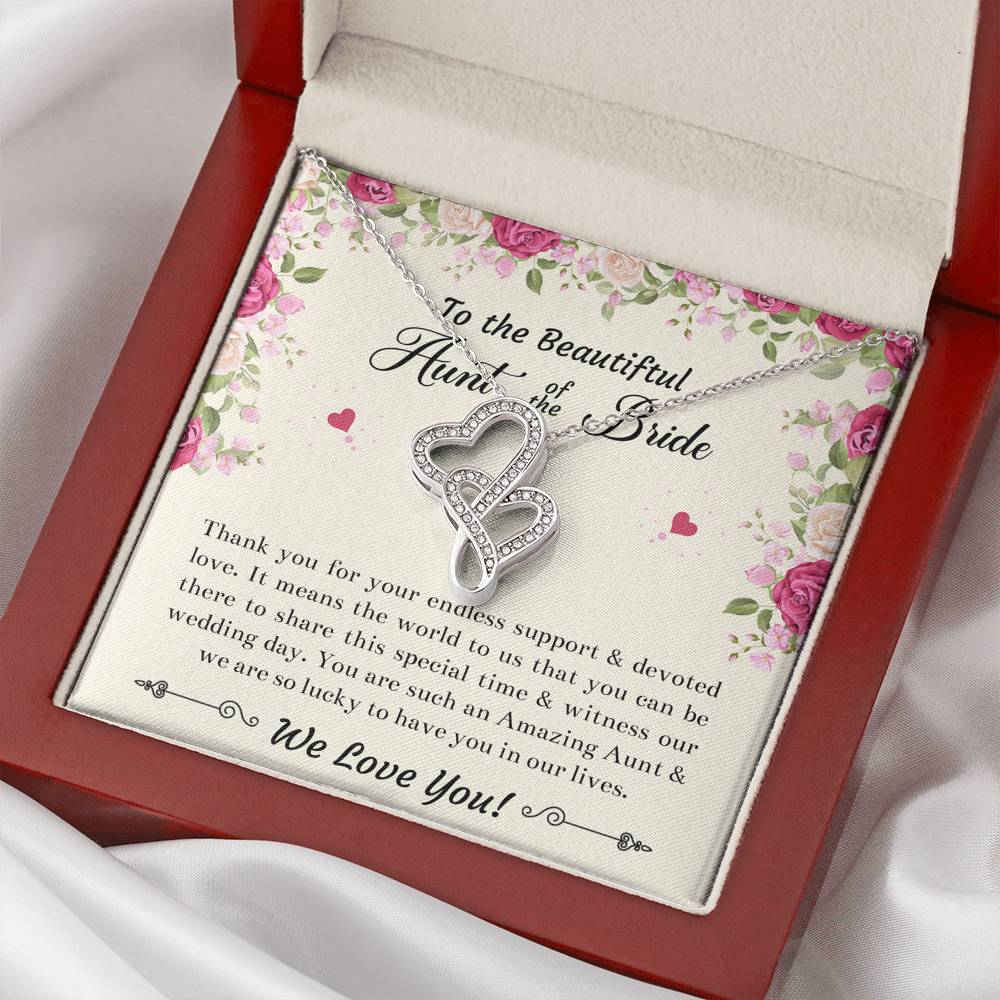 Aunt of the Bride Gifts, Thank You For Your Support, Double Heart Necklace For Women, Wedding Day Thank You Ideas From Bride