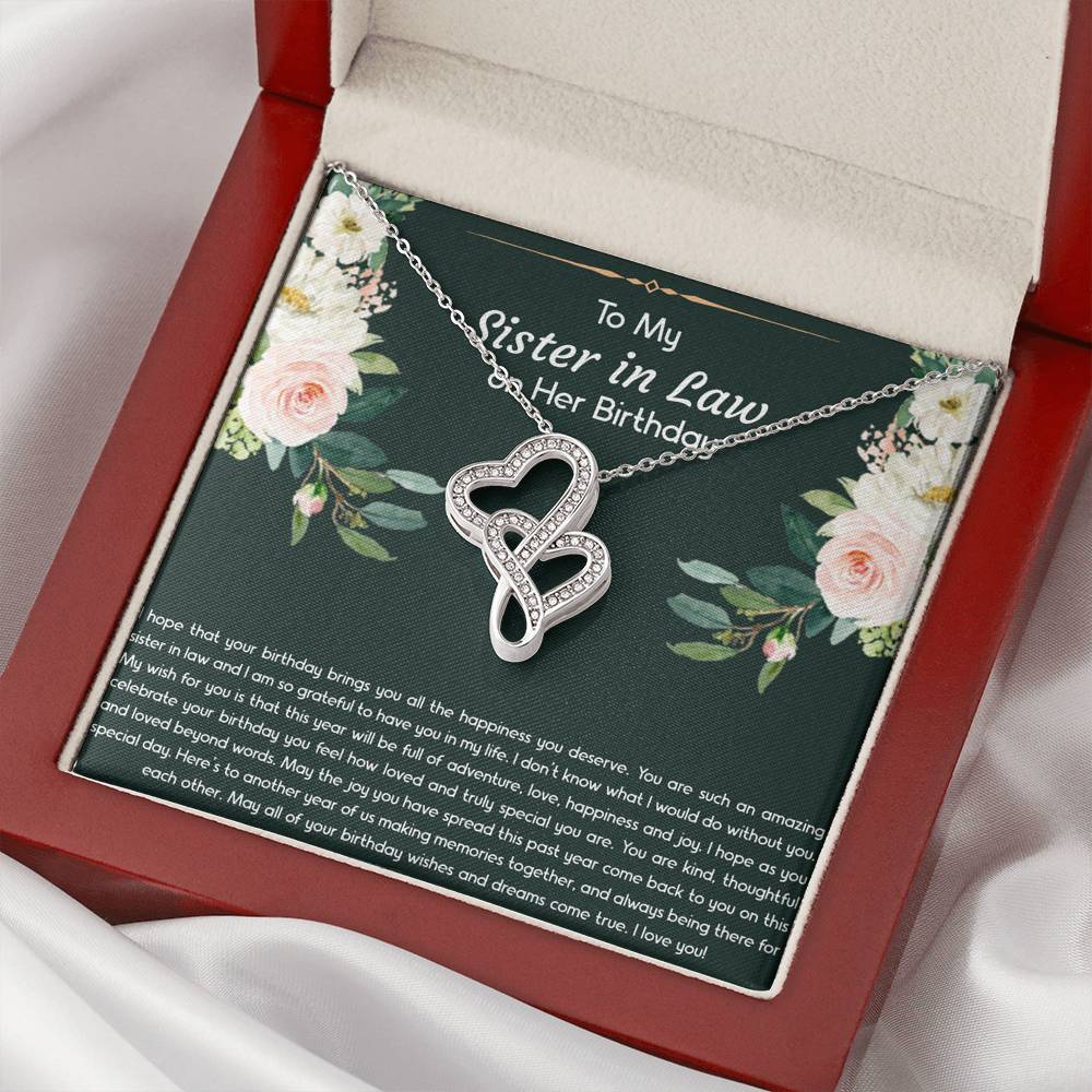 To My Sister-in-law Gifts, I Hope Your Birthday Brings You Happiness, Double Heart Necklace For Women, Birthday Present Idea From Sister