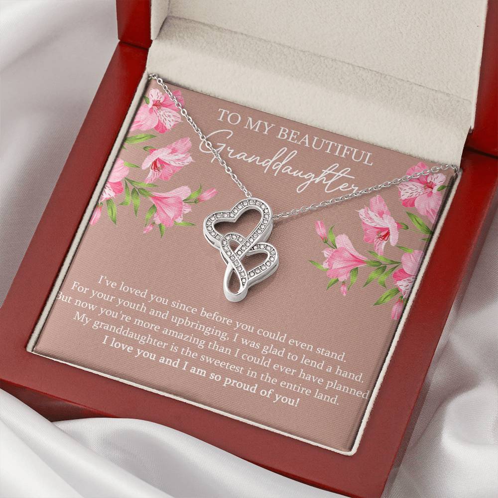 To My Granddaughter Gifts, I’ve Loved You Since Before, Double Heart Necklace For Women, Birthday Present Idea From Grandma Grandpa