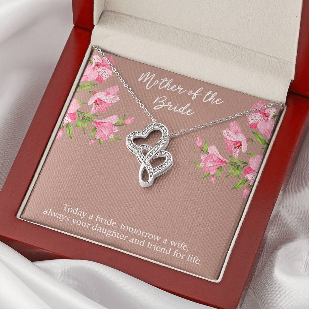 To My Mom of the Bride Gifts, Always Your Daughter, Double Heart Necklace For Women, Wedding Day Thank You Ideas From Bride