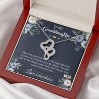 Load image into Gallery viewer, To My Granddaughter Gifts, I&#39;m Always Here For You, Double Heart Necklace For Women, Birthday Present Idea From Grandma
