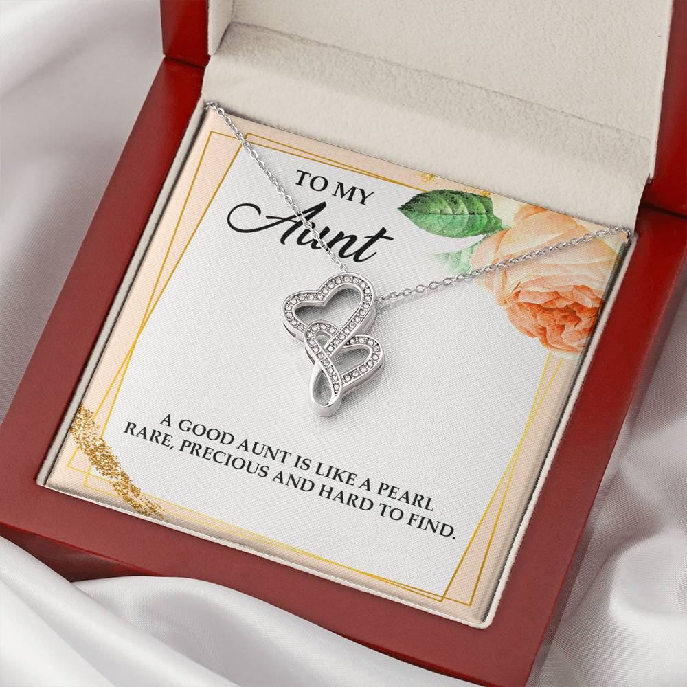 To My Aunt Gifts, A Good Aunt is Like a Pearl, Double Heart Necklace For Women, Aunt Birthday Present From Niece Nephew
