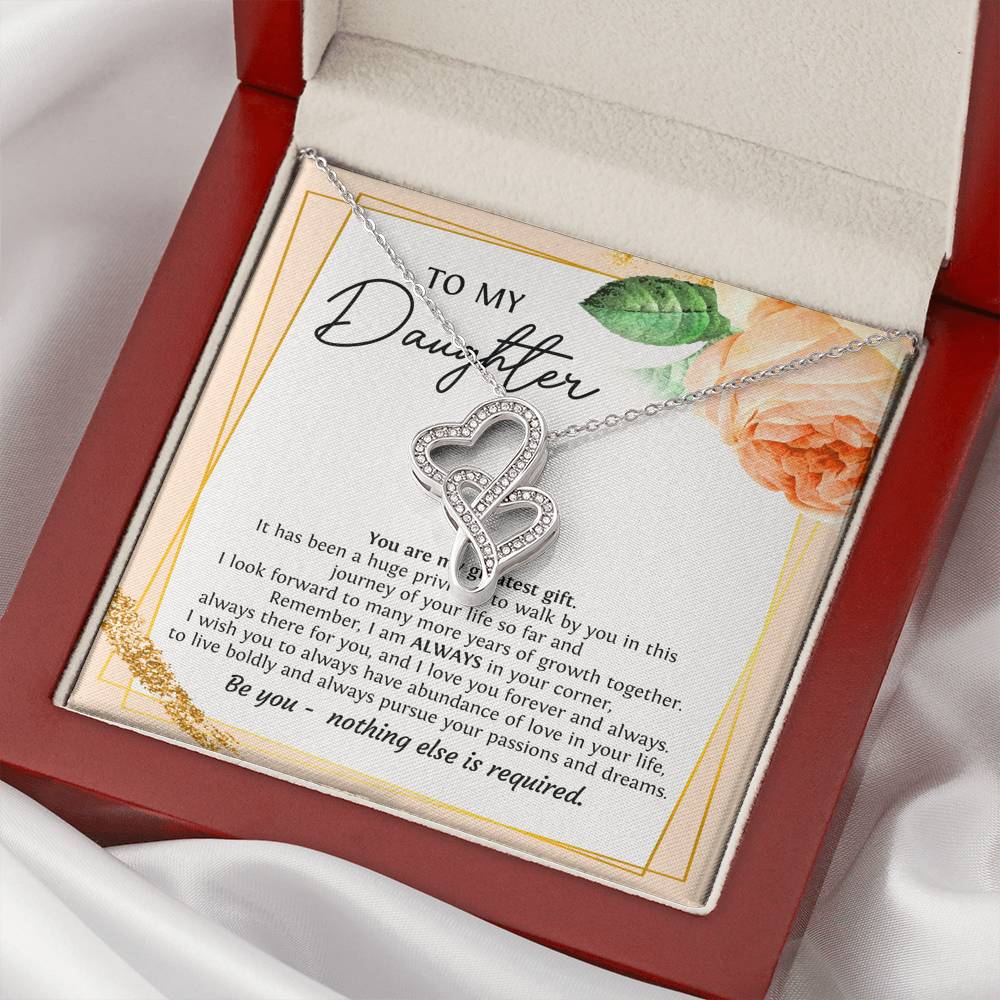 To My Daughter Gifts, You Are My Greatest Gift, Double Heart Necklace For Women, Birthday Present Ideas From Mom Dad