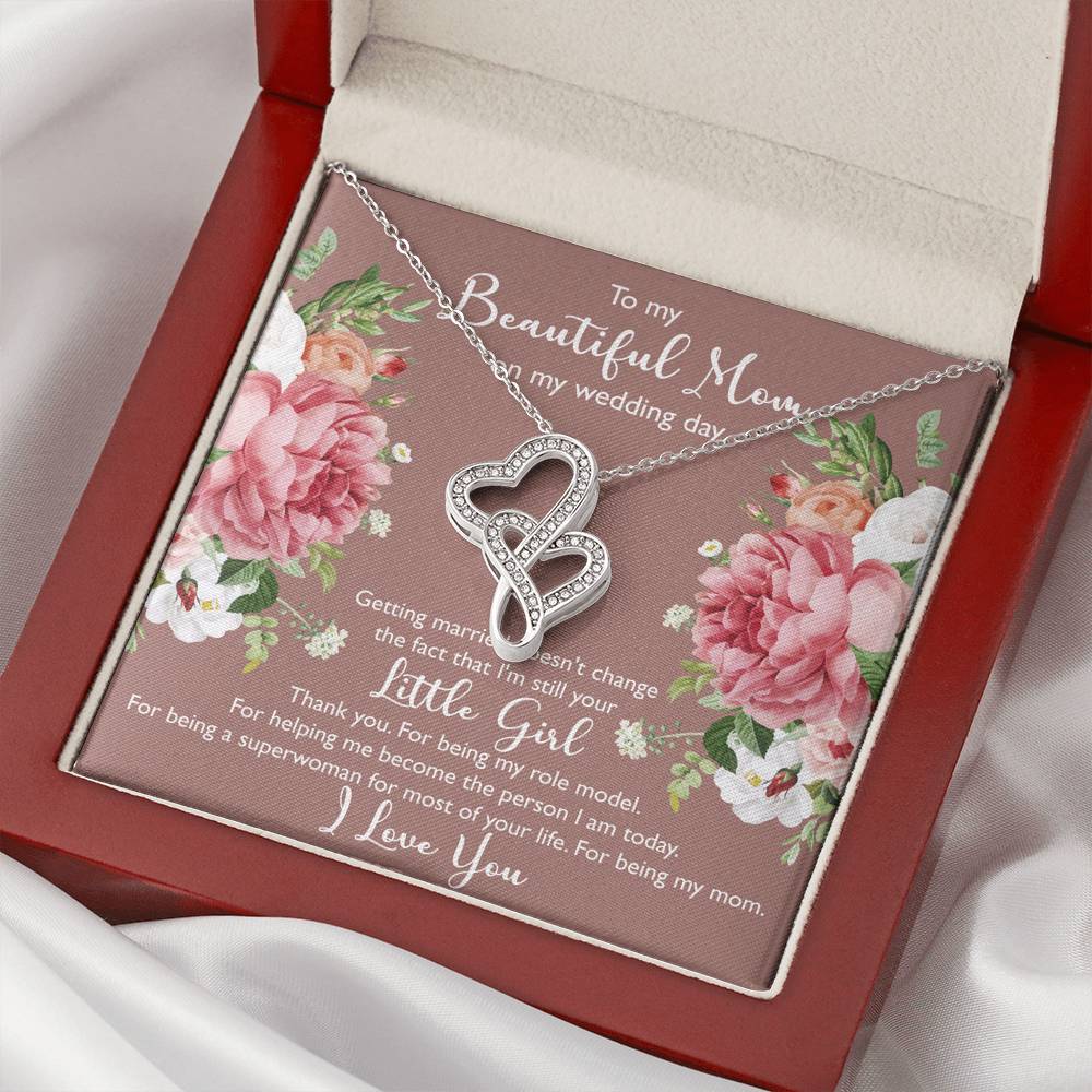 To My Mom Gifts, Thank You, Double Heart Necklace For Women, Wedding Day Thank You Ideas From Daughter