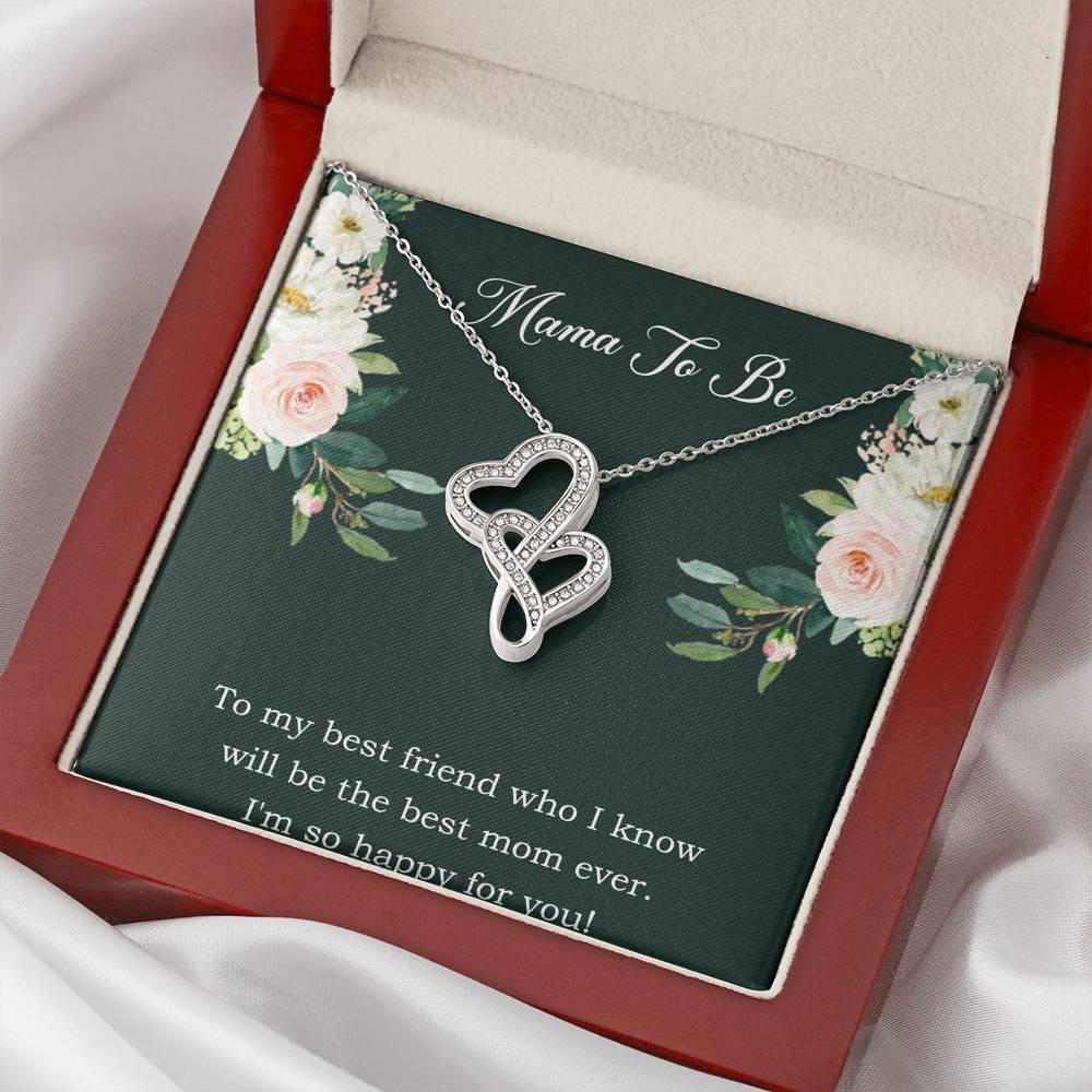 Gift for Expecting Mom, To My Best Friend, Mom to Be Double Heart Necklace For Women, Pregnancy Gift For New Mother