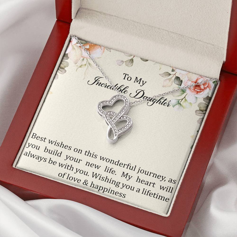 To My Bride Gifts, Best Wishes, Double Heart Necklace For Women, Wedding Day Thank You Ideas From Mom