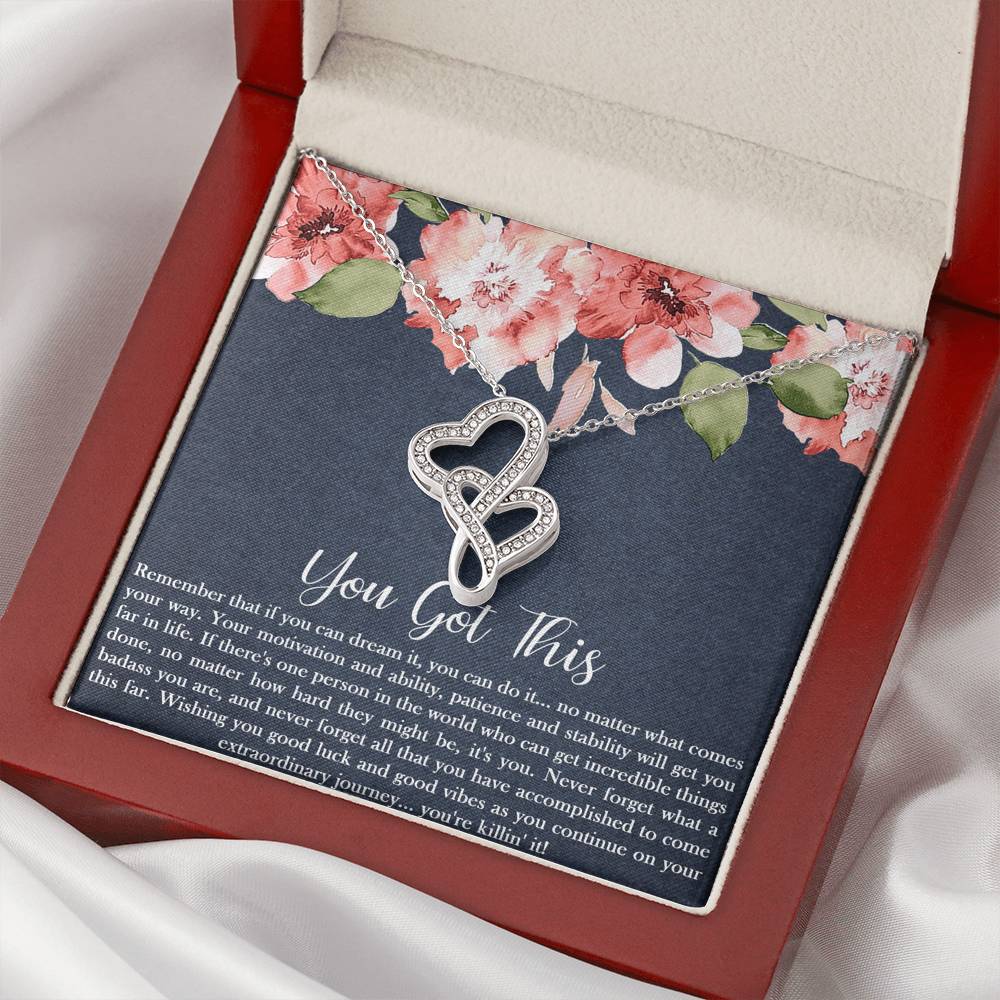 Encouragement Gifts, You Got This, Motivational Double Heart Necklace For Women, Sympathy Inspiration Friendship Present