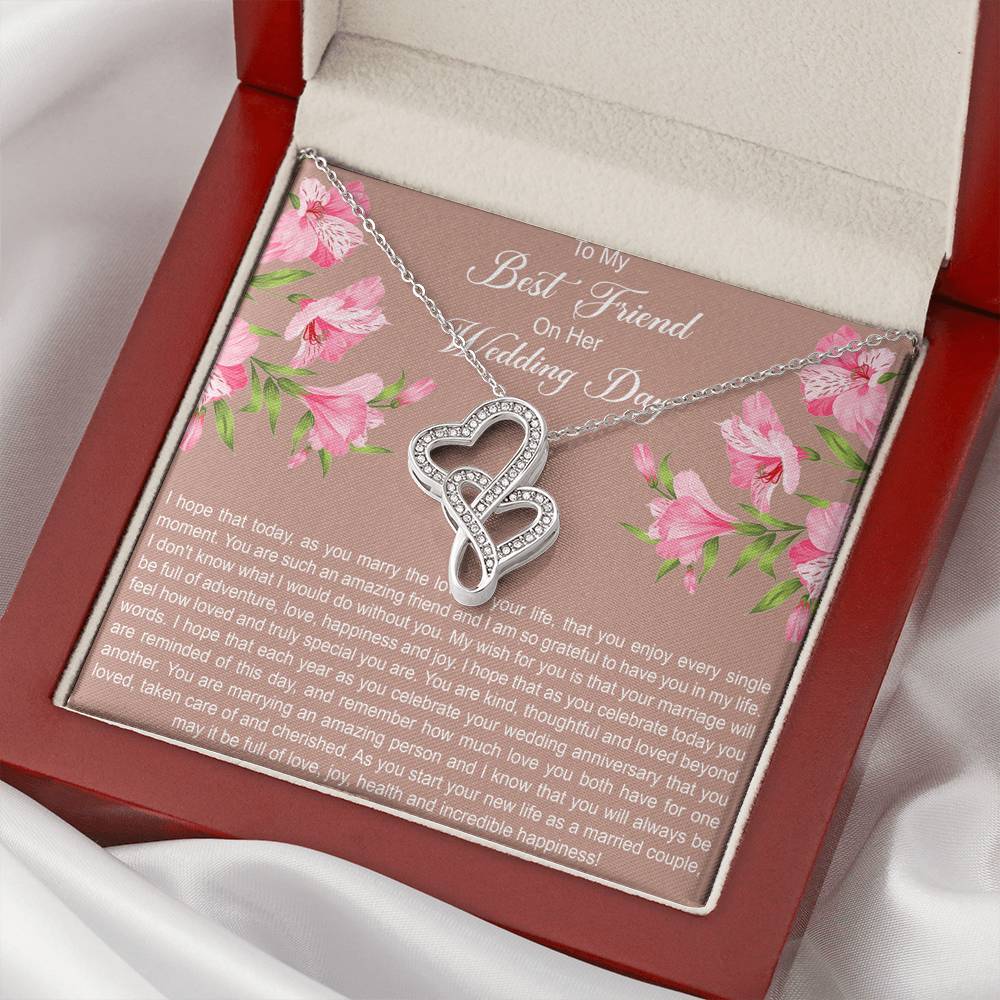 Bride Gifts, I Hope You Enjoy Every Single Moment, Double Heart Necklace For Women, Wedding Day Thank You Ideas From Best Friend