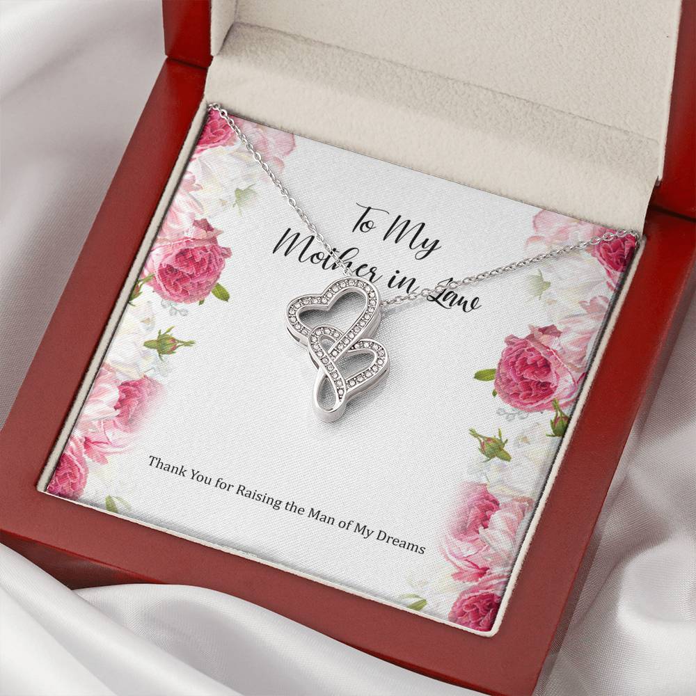To My Mother-in-Law Gifts, Raising The Man Of My Dreams, Double Heart Necklace For Women, Birthday Mothers Day Present From Daughter-in-law