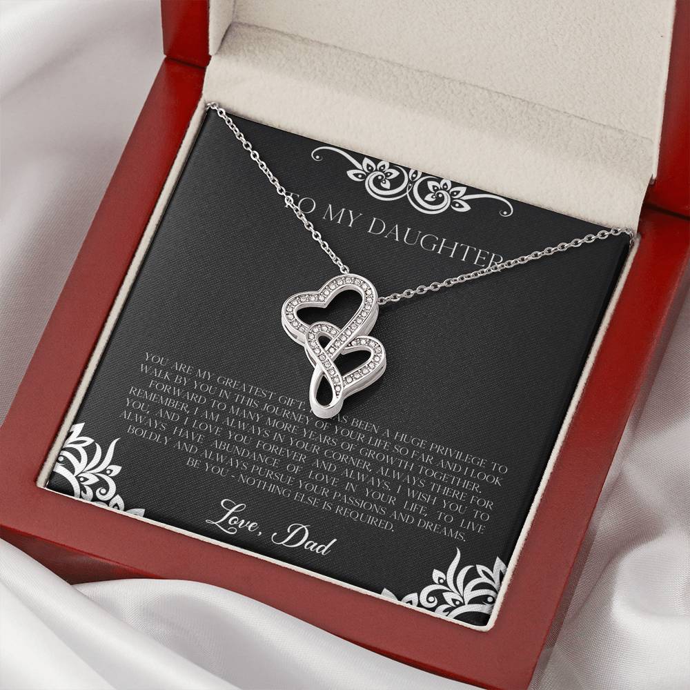 To My Daughter  Gifts, You Are My Greatest Gift, Double Heart Necklace For Women, Birthday Present Idea From Dad