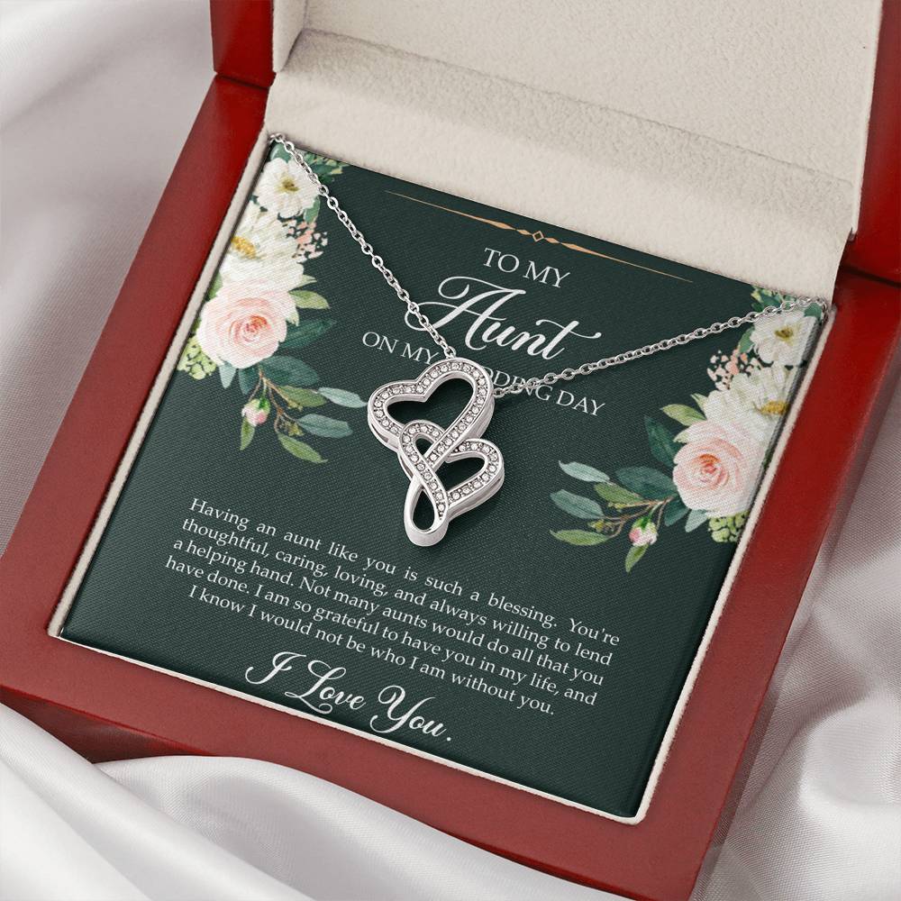 Aunt of the Bride Gifts, I Am So Grateful To Have You, Double Heart Necklace For Women, Wedding Day Thank You Ideas From Bride
