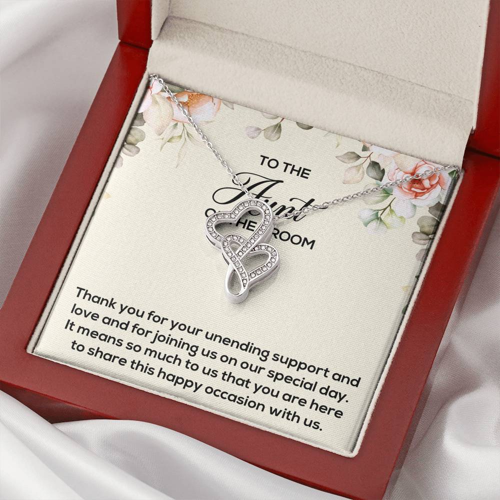 Aunt of the Groom Gifts, Thank You for Your Support, Double Heart Necklace For Women, Wedding Day Thank You Ideas From Groom