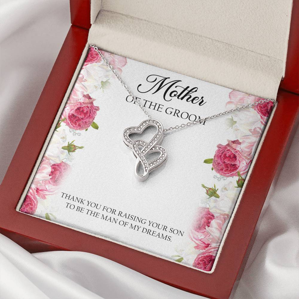 Mom of the Groom Gifts, Thank You For Raising Your Son, Double Heart Necklace For Women, Wedding Day Thank You Ideas From Bride