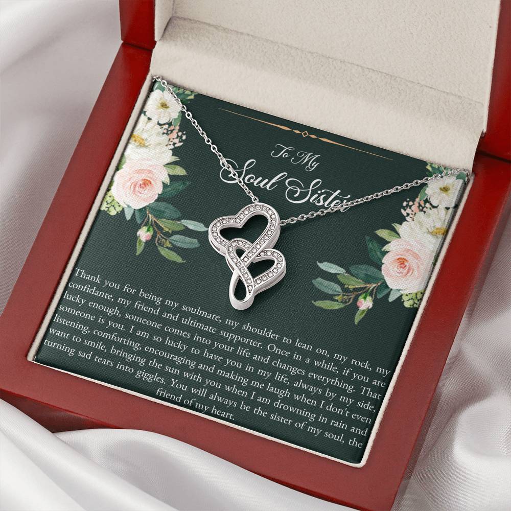To My Best Friend Gifts, To My Soul Sister, Double Heart Necklace For Women, Birthday Present Idea From Bestie