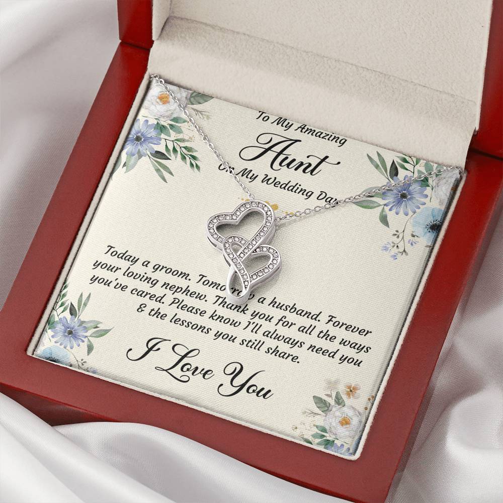 Aunt of the Groom Gifts, Forever Your Nephew, Double Heart Necklace For Women, Wedding Day Thank You Ideas From Groom