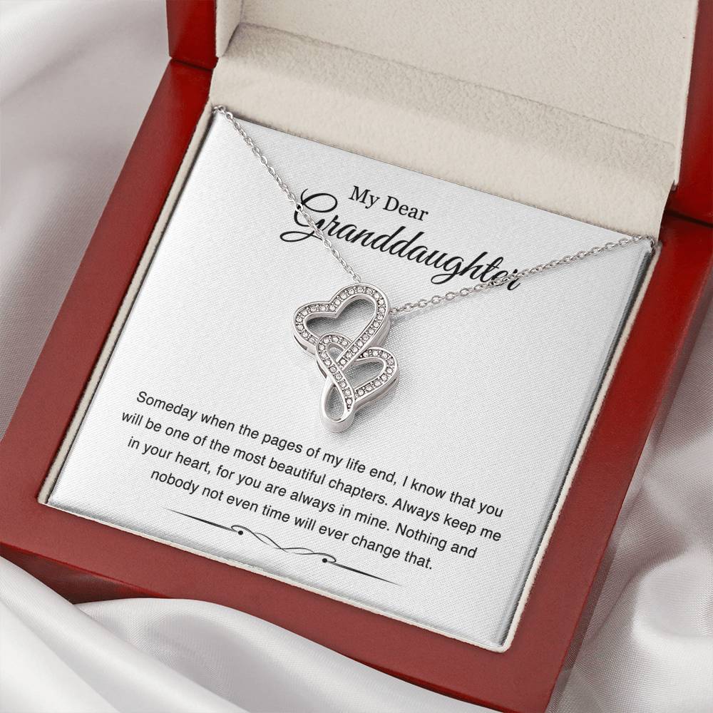 To My Granddaughter Gifts, Someday When The Pages Of My Life End, Double Heart Necklace For Women, Birthday Present Idea From Grandma Grandpa