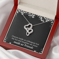 Load image into Gallery viewer, Retirement Gifts, Chance Made Us Colleagues, Happy Retirement Double Heart Necklace For Women, Retirement Party Favor From Coworkers

