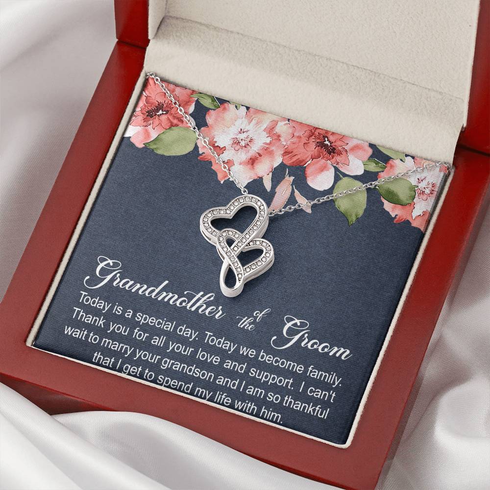 Grandmother of the Groom Gifts, Today Is A Special Day, Double Heart Necklace For Women, Wedding Day Thank You Ideas From Bride