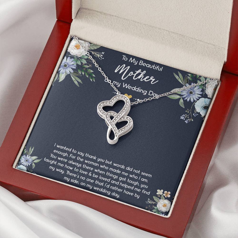 To My Mom of the Bride Gifts, I Wanted To Say Thank You, Double Heart Necklace For Women, Wedding Day Thank You Ideas From Bride