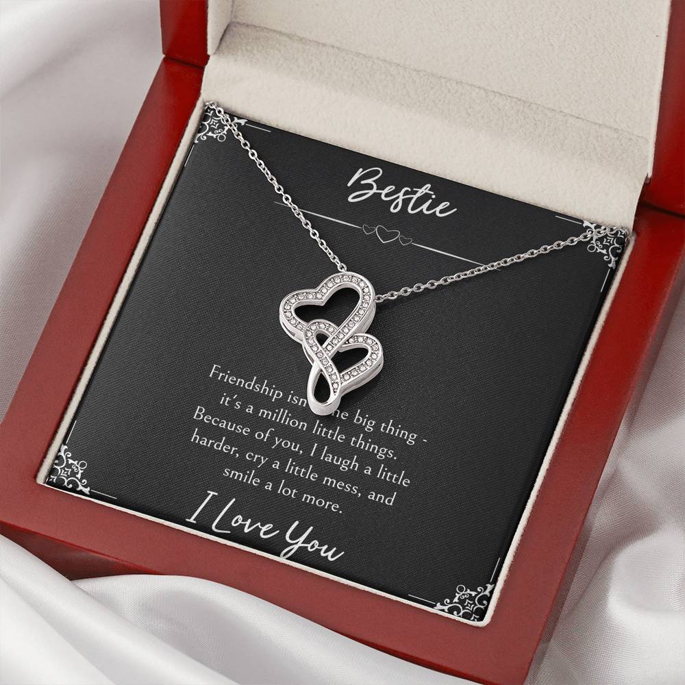 To My Friend Gifts, Because Of You, Double Heart Necklace For Women, Birthday Present Idea From Bestie