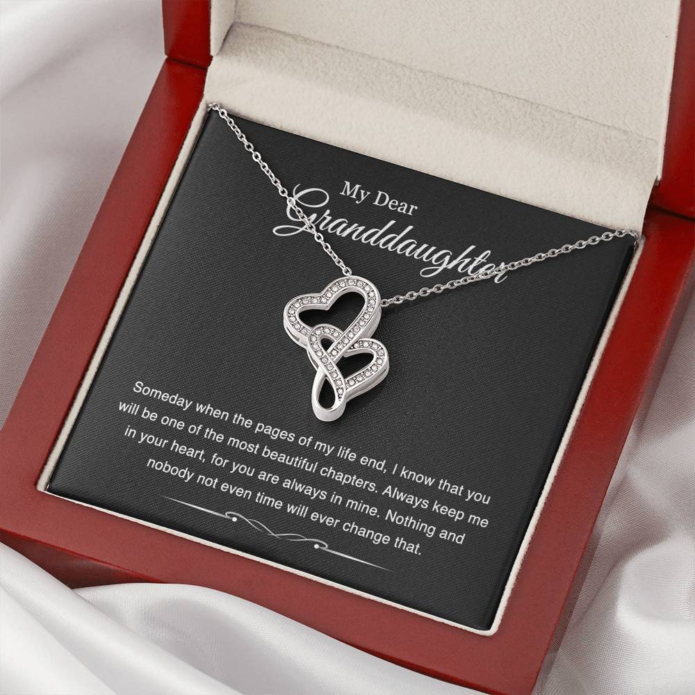 To My Granddaughter Gifts, Someday When The Pages Of My Life End, Double Heart Necklace For Women, Birthday Present Idea From Grandma Grandpa