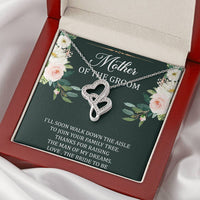 Load image into Gallery viewer, To My Mom of the Bride Gifts, I&#39;ll Soon Walk Down The Aisle, Double Heart Necklace For Women, Wedding Day Thank You Ideas From Groom
