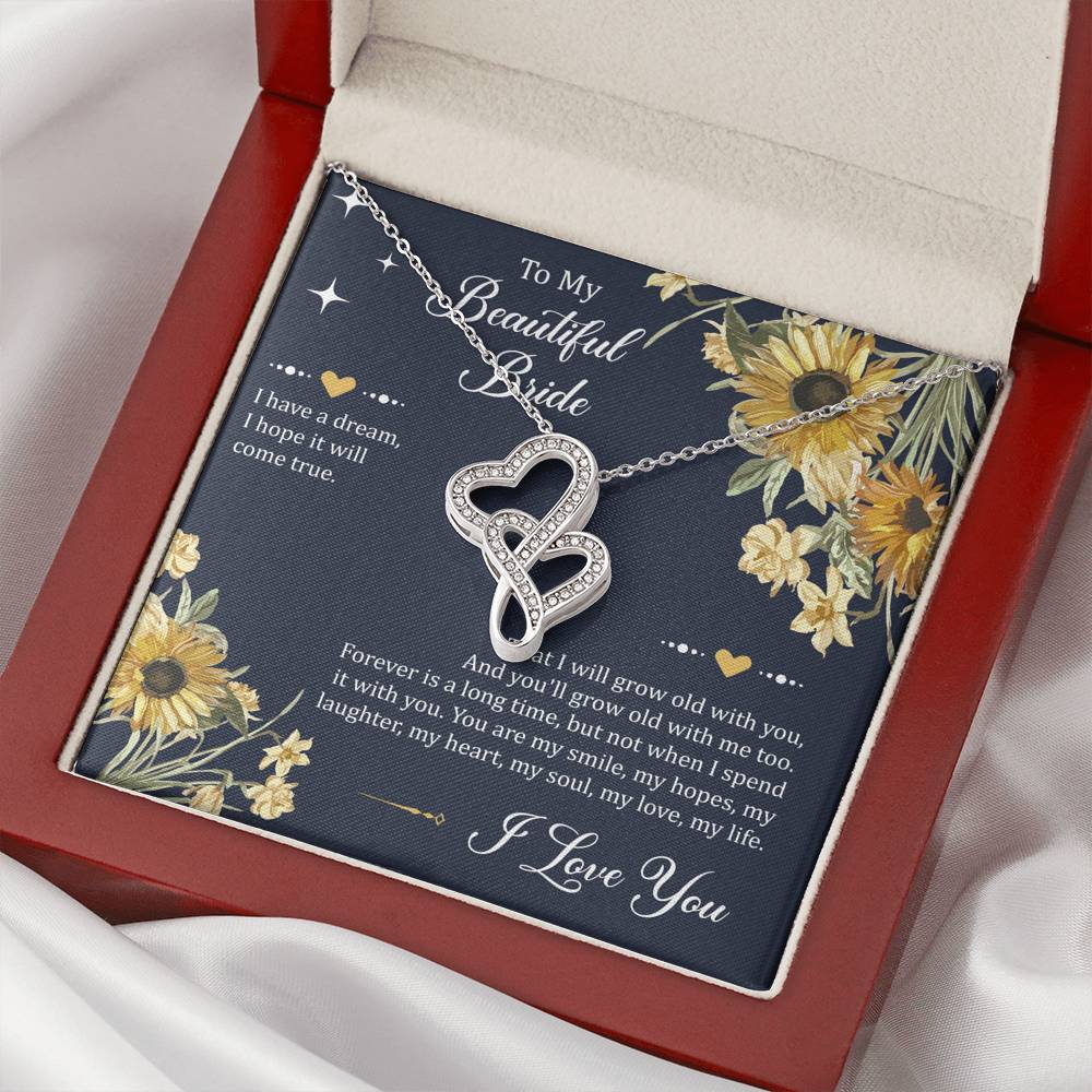To My Bride Gifts, I Have A Dream, Double Heart Necklace For Women, Wedding Day Thank You Ideas From Groom