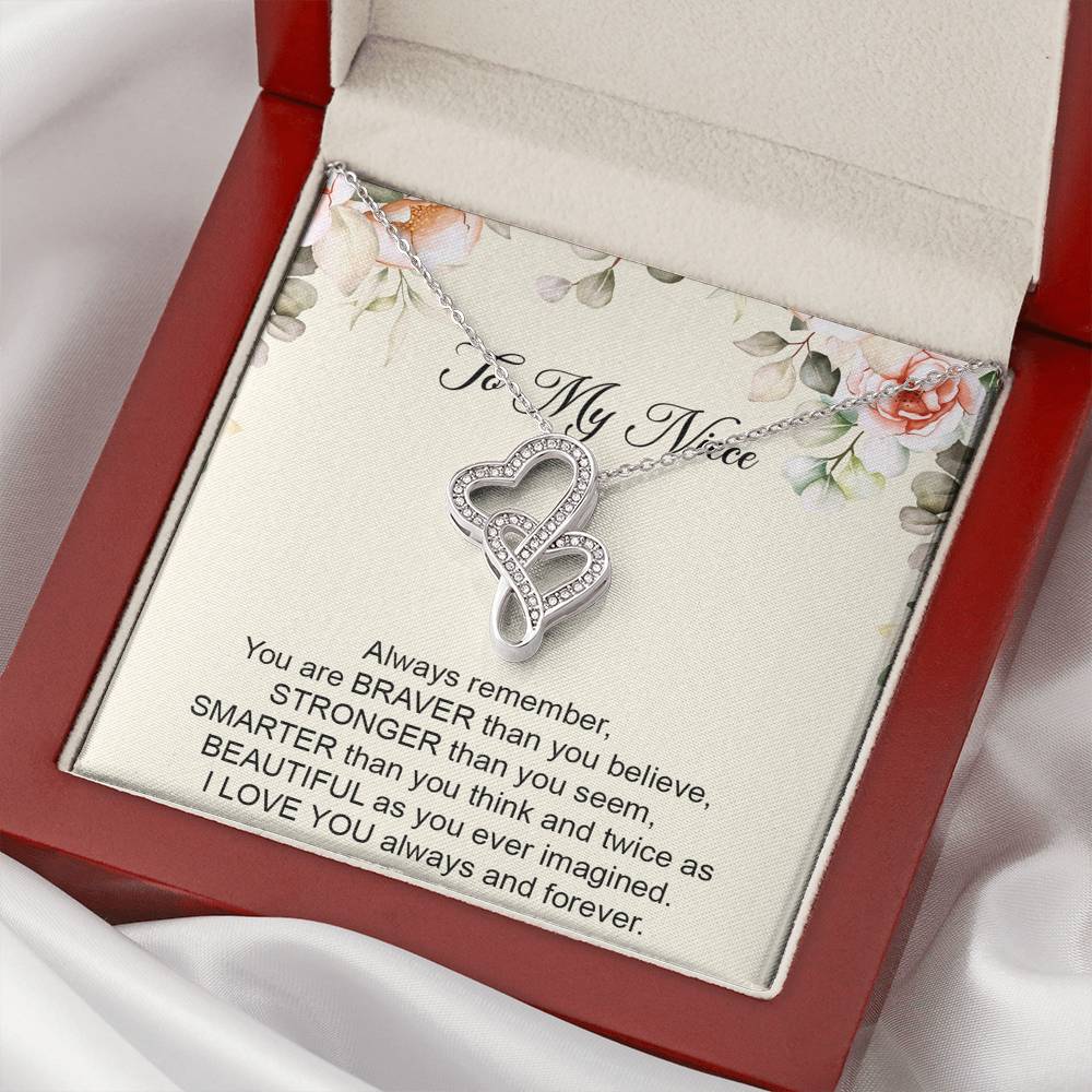 To My Niece  Gifts, Always Remember, Double Heart Necklace For Women, Birthday Present Ideas From Aunt Uncle