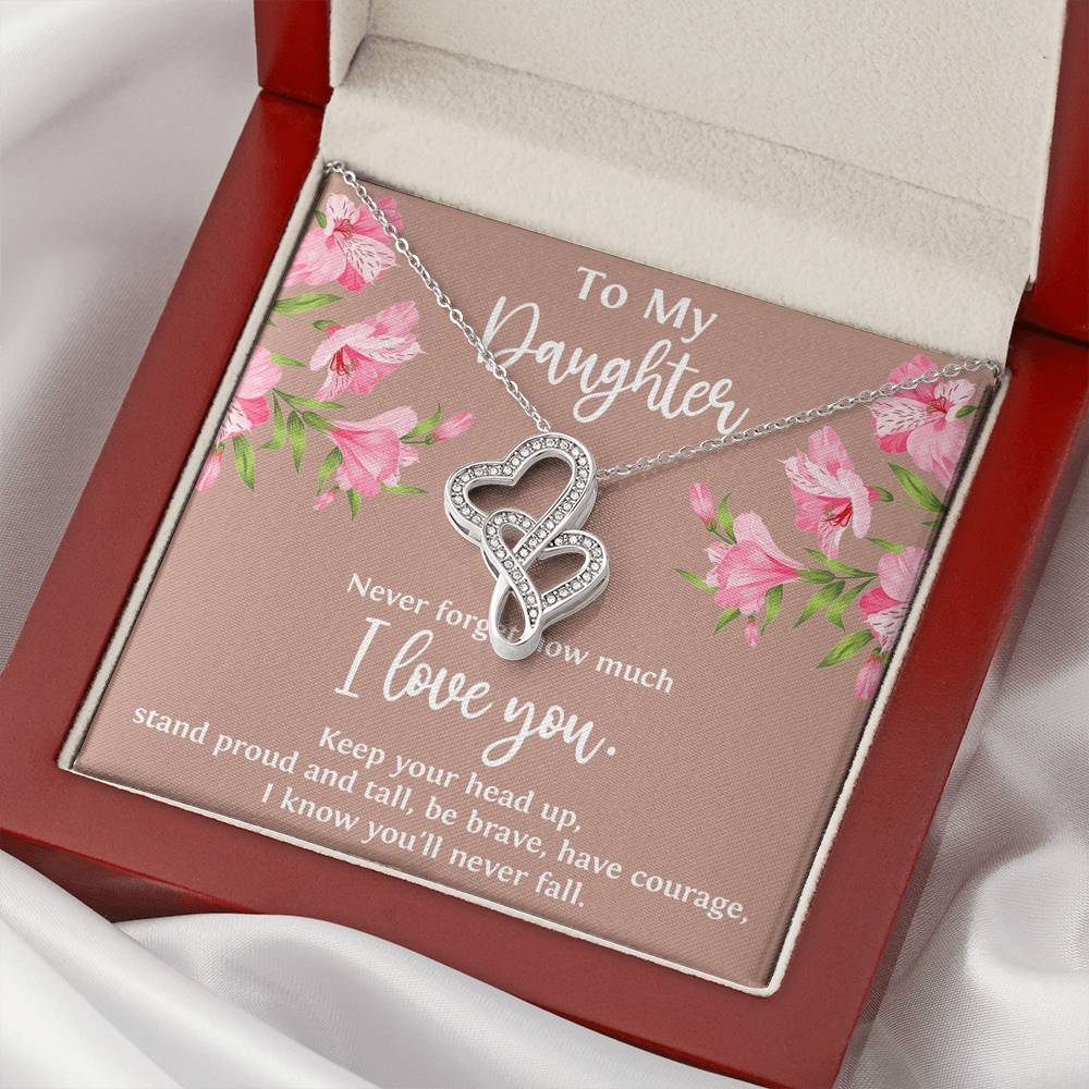 To My Daughter Gifts, Never Forget How Much I Love You, Double Heart Necklace For Women, Birthday Present Ideas From Mom Dad