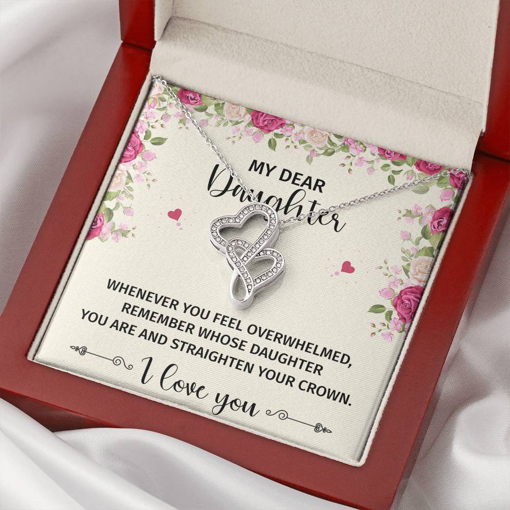 To My Daughter Gifts, Whenever You Feel Overwhelmed, Double Heart Necklace For Women, Birthday Present Ideas From Mom Dad