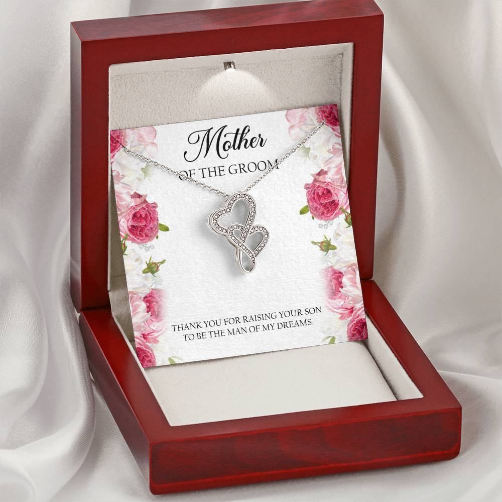Mom of the Groom Gifts, Thank You For Raising Your Son, Double Heart Necklace For Women, Wedding Day Thank You Ideas From Bride