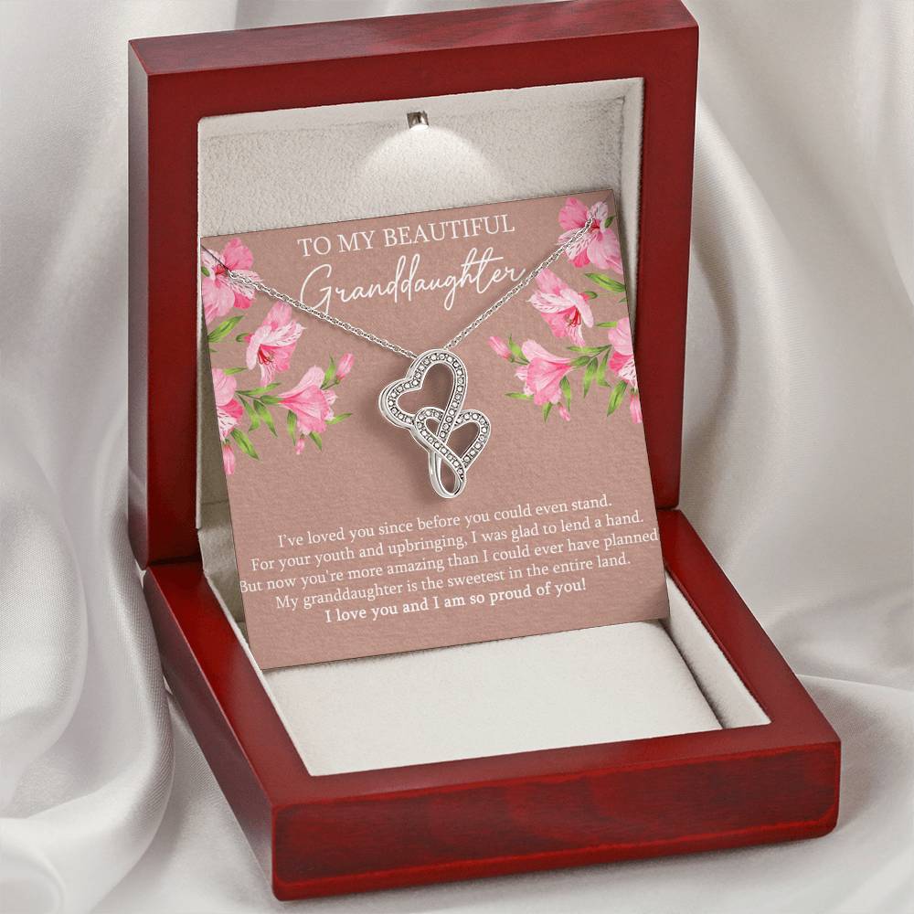 To My Granddaughter Gifts, I’ve Loved You Since Before, Double Heart Necklace For Women, Birthday Present Idea From Grandma Grandpa