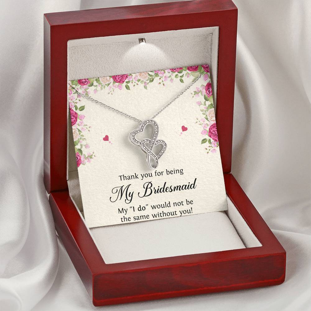 To My Bridesmaid Gifts, Thank You , Double Heart Necklace For Women, Wedding Day Thank You Ideas From Bride