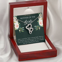 Load image into Gallery viewer, Mom of the Bride Gifts, Today We Become Family, Double Heart Necklace For Women, Wedding Day Thank You Ideas From Groom
