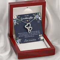 Load image into Gallery viewer, To My Granddaughter Gifts, I&#39;m Always Here For You, Double Heart Necklace For Women, Birthday Present Idea From Grandma
