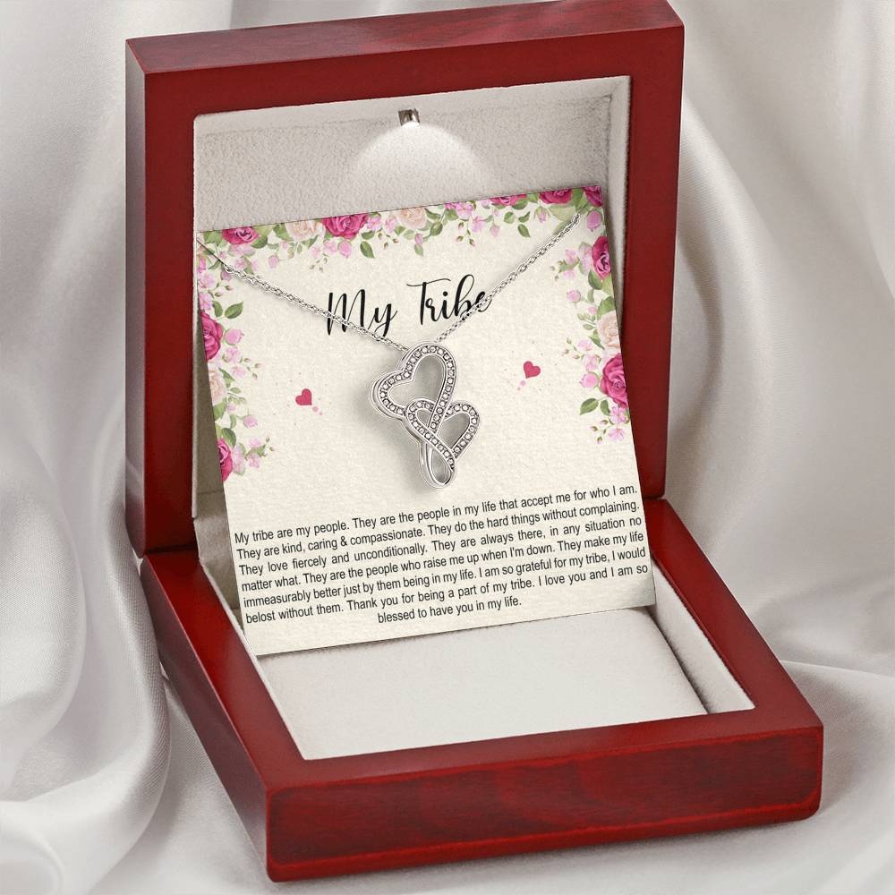 To My Best Friend Gifts, My Tribe, Double Heart Necklace For Women, Birthday Present Idea From Bestie