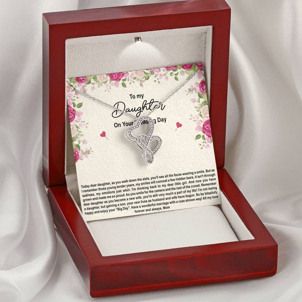 To My Bride Gifts, Enjoy Your Big Day, Double Heart Necklace For Women, Wedding Day Thank You Ideas From Mom