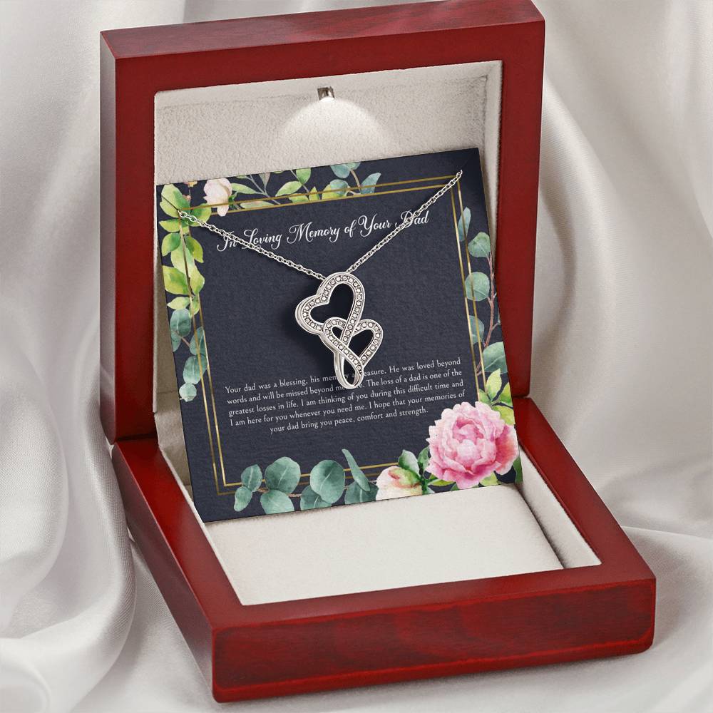 Loss of Dad Gifts, In Loving Memory, Sympathy Double Heart Necklace For Loss of Dad, Memorial Sorry For Your Loss Present