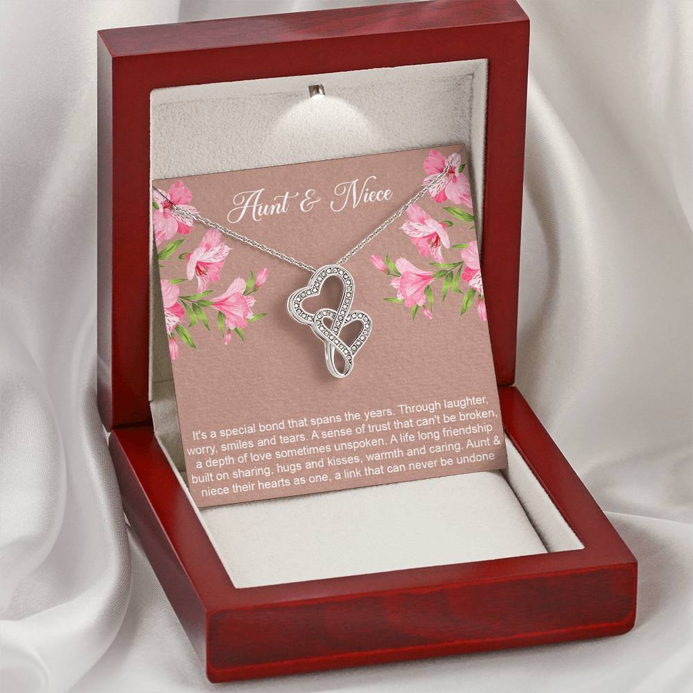 To My Aunt Gifts, Special Bond, Double Heart Necklace For Women, Aunt Birthday Present From Niece