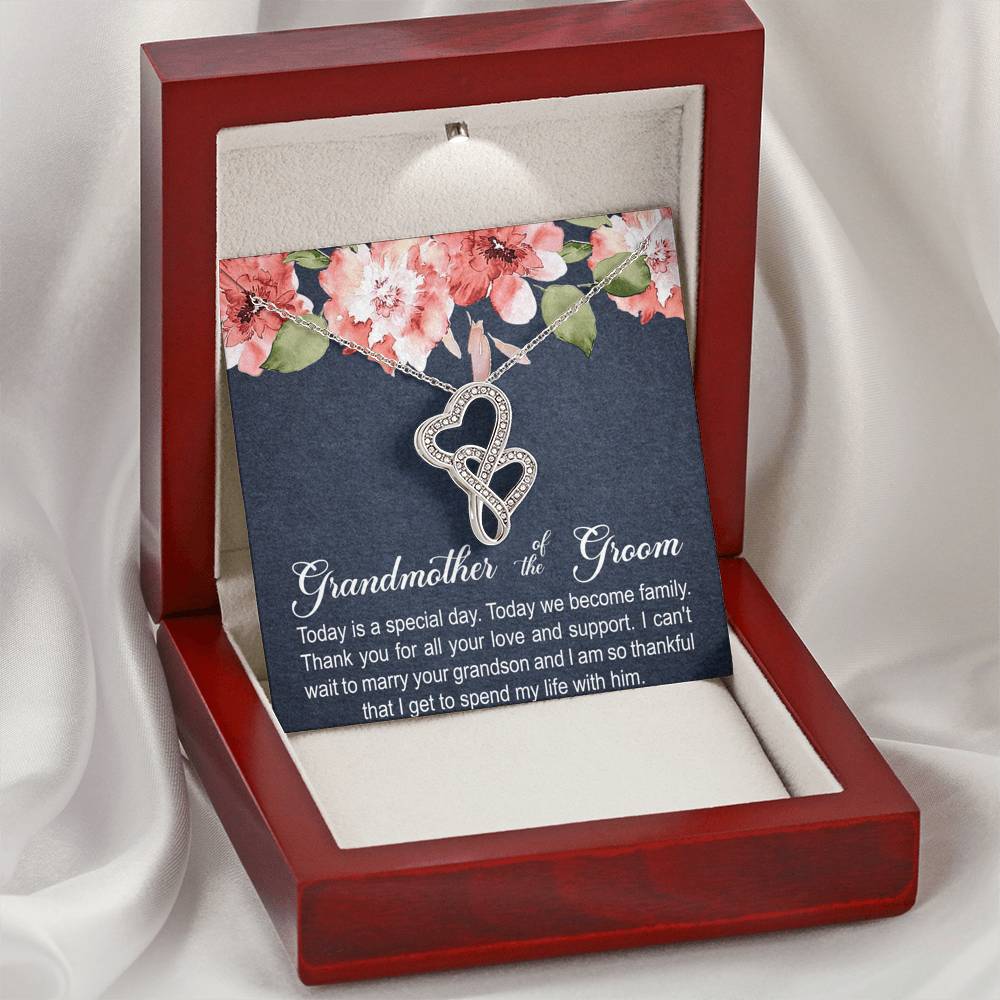 Grandmother of the Groom Gifts, Today Is A Special Day, Double Heart Necklace For Women, Wedding Day Thank You Ideas From Bride