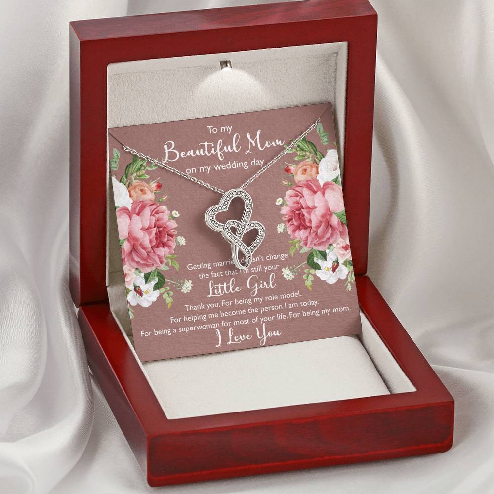 To My Mom Gifts, Thank You, Double Heart Necklace For Women, Wedding Day Thank You Ideas From Daughter