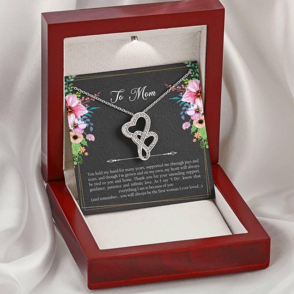 Mom of the Groom Gifts, First Woman I Ever Loved, Double Heart Necklace For Women, Wedding Day Thank You Ideas From Groom