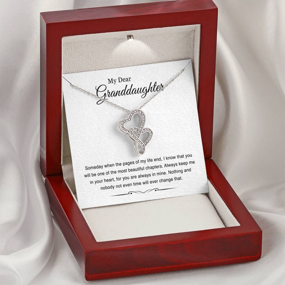 To My Granddaughter Gifts, Someday When The Pages Of My Life End, Double Heart Necklace For Women, Birthday Present Idea From Grandma Grandpa
