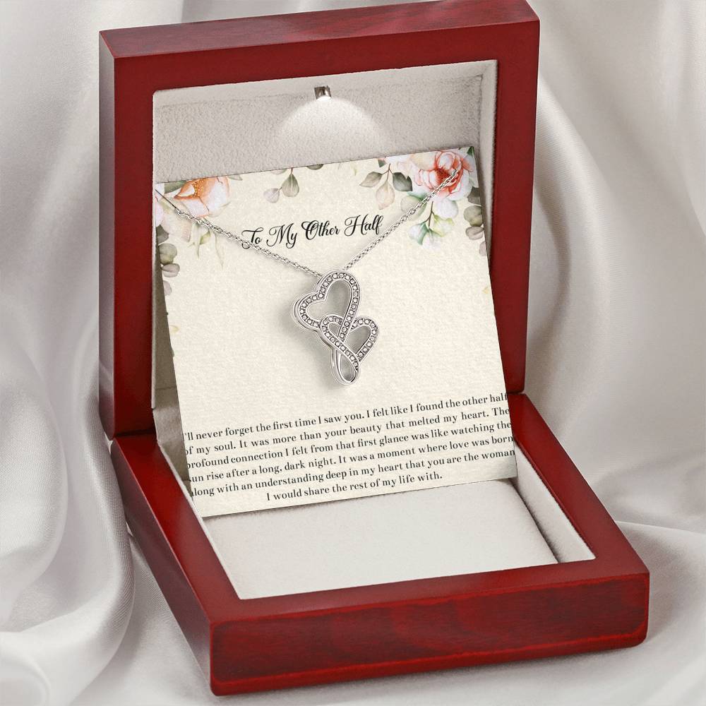 To My Wife, My Other Half, Double Heart Necklace For Women, Anniversary Birthday Gifts From Husband