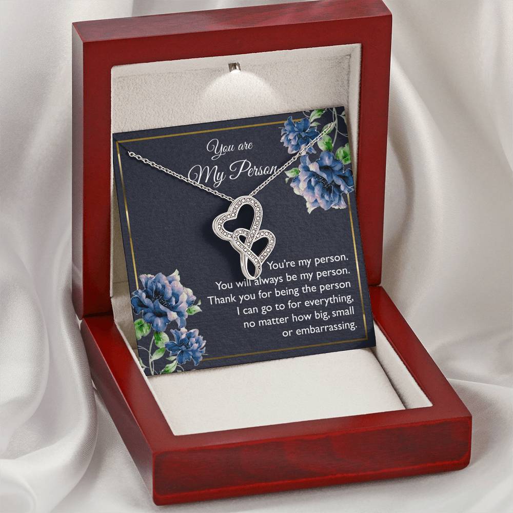 To My Girlfriend, You Are My Person, Double Heart Necklace For Women, Anniversary Birthday Gifts From Boyfriend