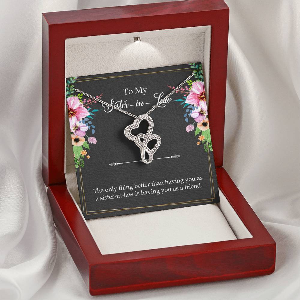 To My Sister-in-Law Gifts, The Only Thing Better, Double Heart Necklace For Women, Wedding Day Thank You Ideas From Bride