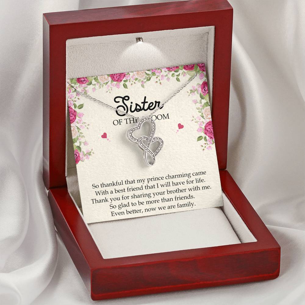 Sister Of The Groom Gifts, So Glad To Be More Than Friends, Double Heart Necklace For Women, Wedding Day Thank You Ideas From Bride