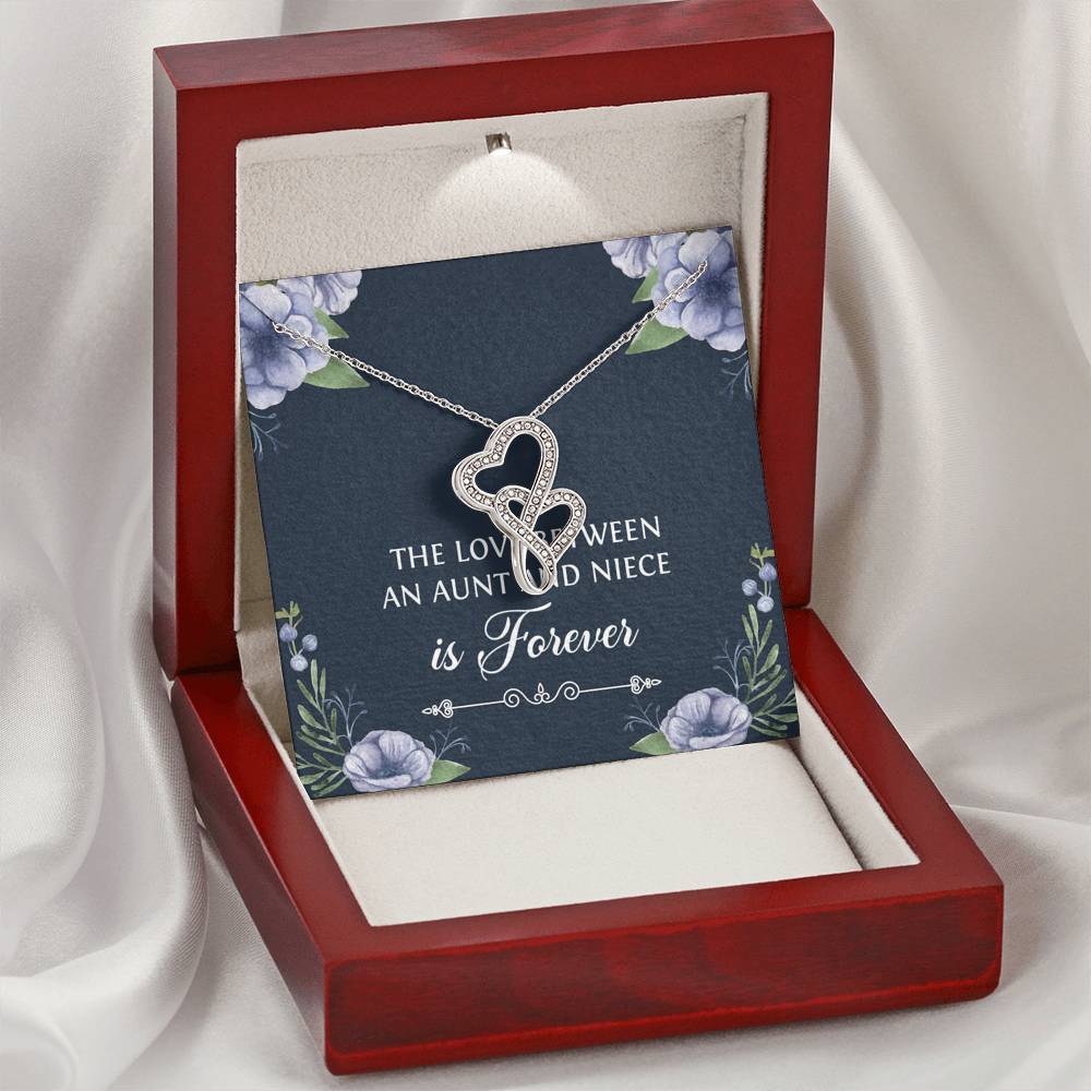 To My Niece  Gifts, The Love Between an Aunt and Niece, Double Heart Necklace For Women, Birthday Present Idea From Aunt