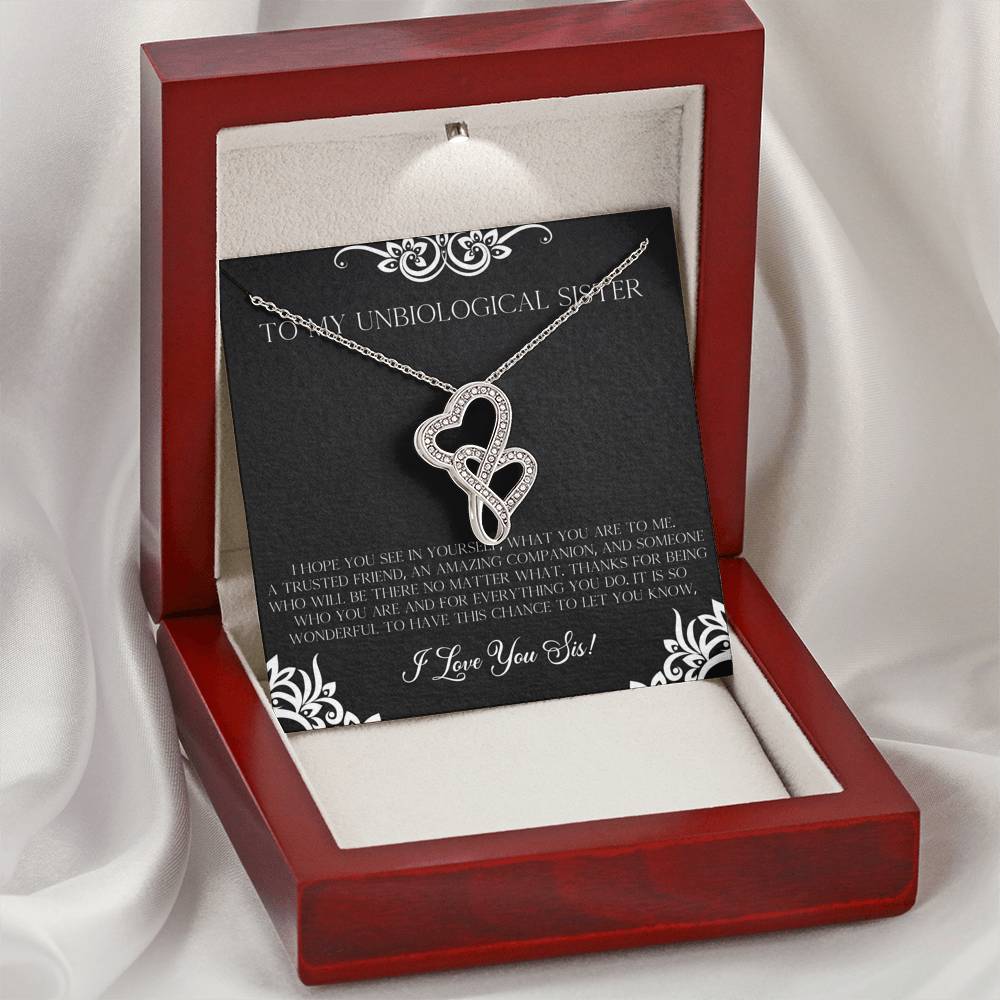 To My Unbiological Sister Gifts, I Hope You See in Yourself, Double Heart Necklace For Women, Birthday Present Idea From Sister-in-law